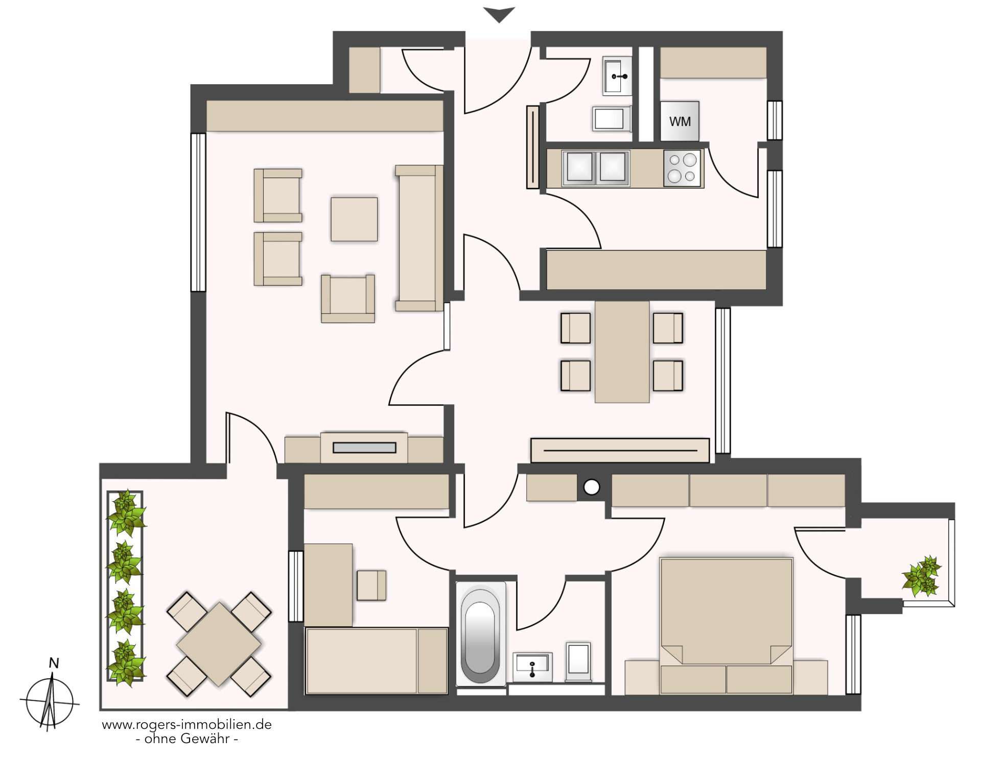 Grundriss von 3,5 Zimmer Wohnung