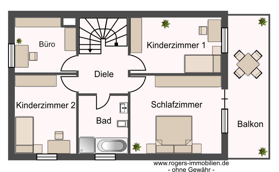 Grundriss Haus im Obergeschoss